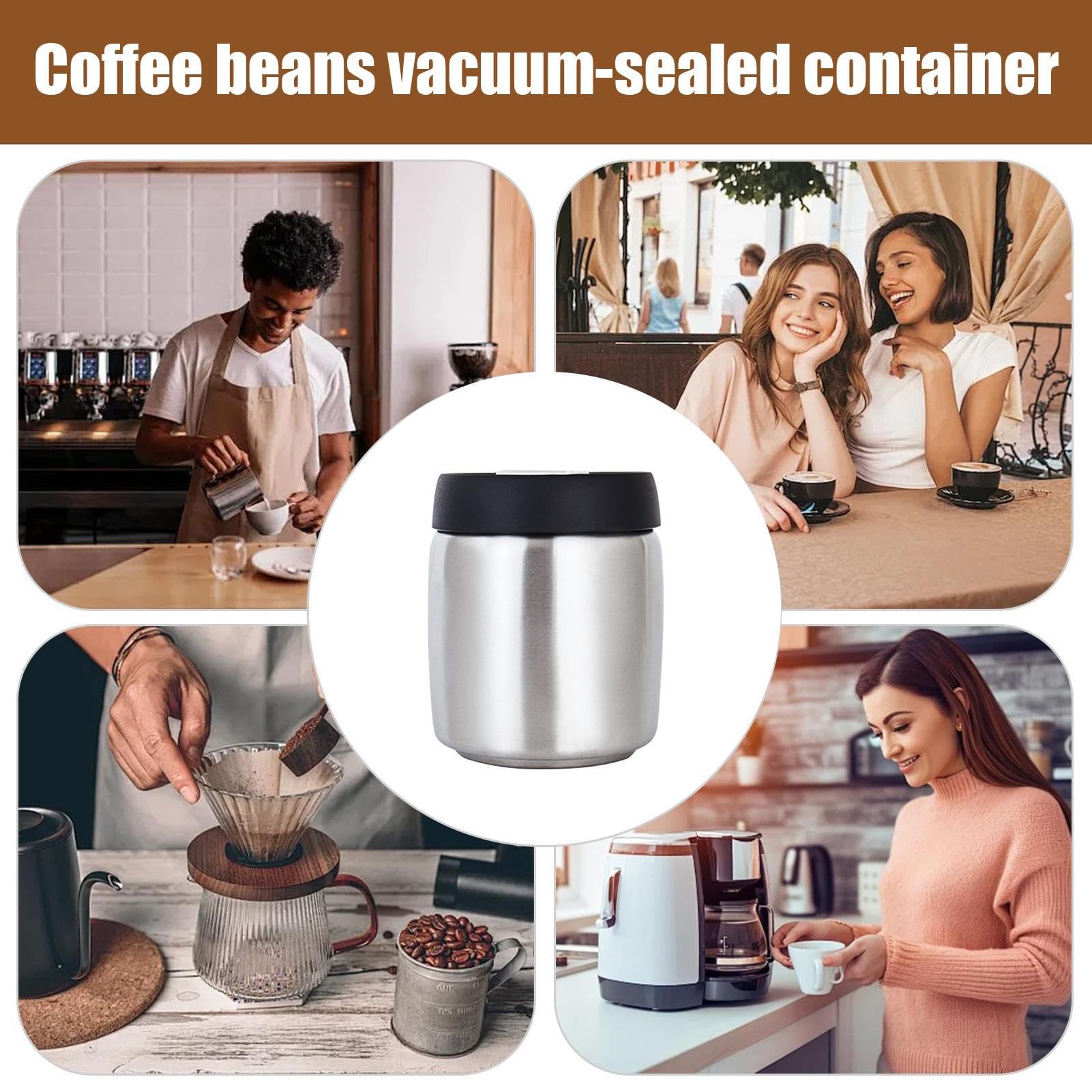 Contenitore Per Caffè Barattoli Sottovuoto In Acciaio Per Alimenti Da | Contenitore In Acciaio Inossidabile Per Chicchi Di Caffè Organizzatore Da Cucina, Cereali, Zucchero, Alimenti Secchi,