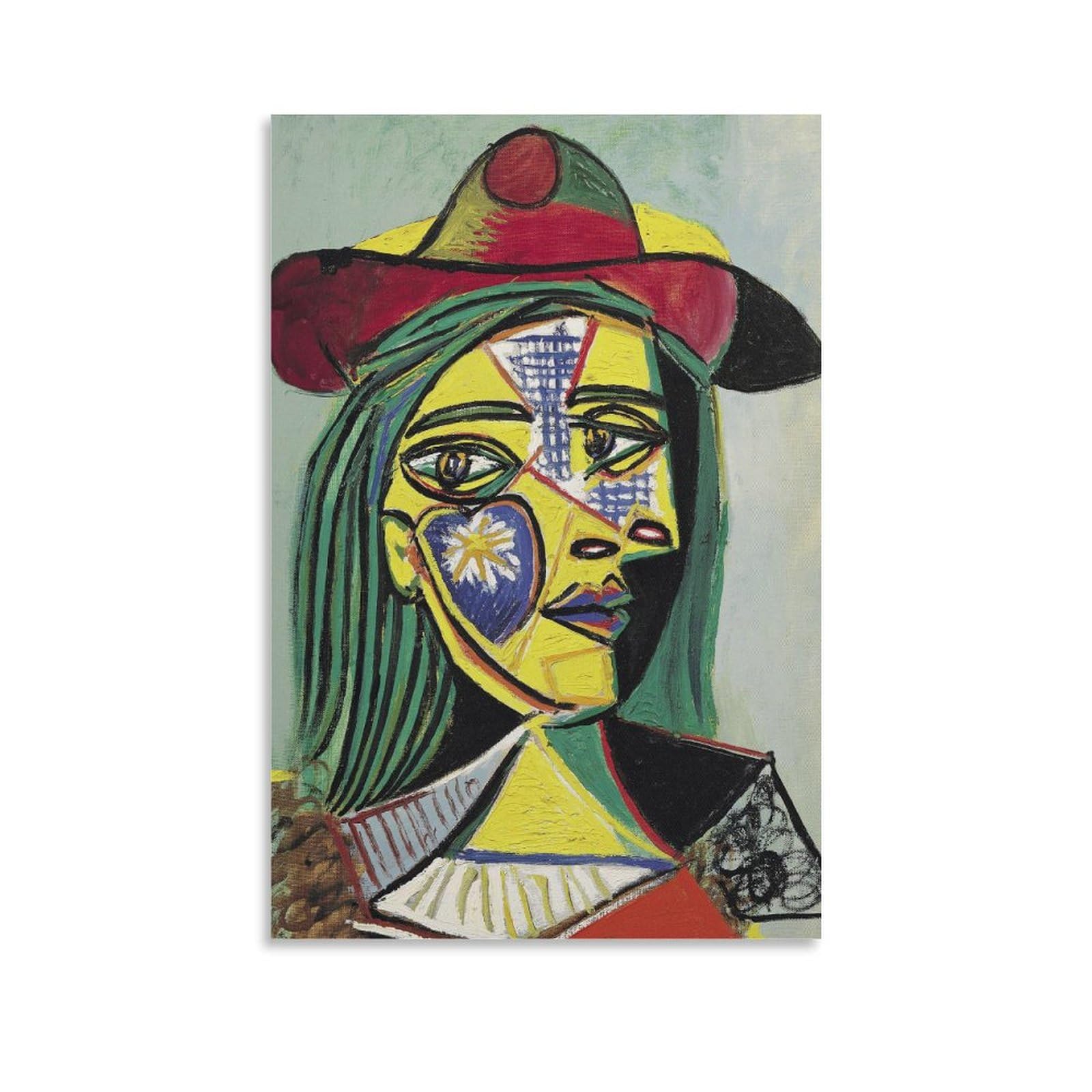 Amazon.co.jp: パブロ・ピカソ帽子と毛皮の襟をつけた女性絵画