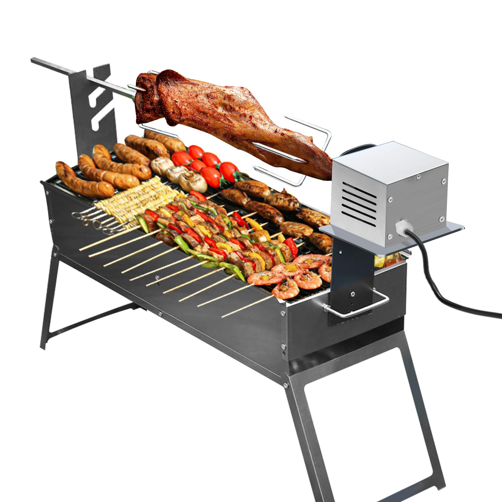 Moteur de barbecue pour broche, 25 W en acier inoxydable, 100 kg, rotation bidirectionnelle, moteur pour cochon de lait 2,5 tr/min, moteur d'engrenage pour poisson, viande de poulet, etc