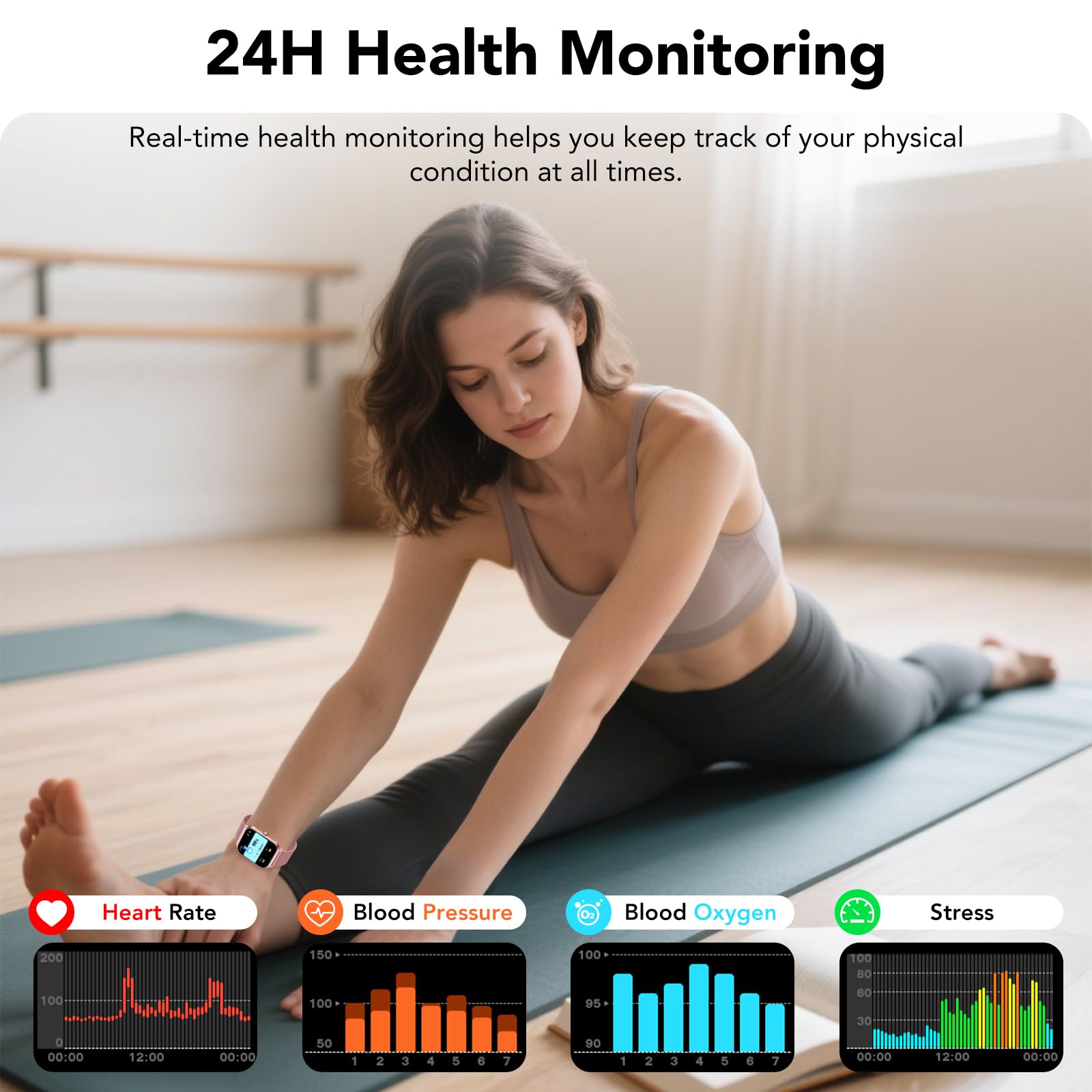 CASCHO Smartwatch Damen mit Telefonfunktion, 1.85'' Smart Watch, 120+Sportmodi Fitnessuhr mit Herzfrequenz/SpO2/Schrittzähler/Schlafmonitor, IP68 Wasserdicht Fitness Tracker für iOS Android,Rosa