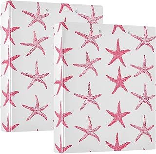 3 Ring Binder Pink Starfish Nautical Coastal Ocean C 1.5 inch Binders Three Ring Binders with Clipboard Fit 8.5'' x 11'' Paper 3 Interior PVC Clear Pockets for Office Supplies