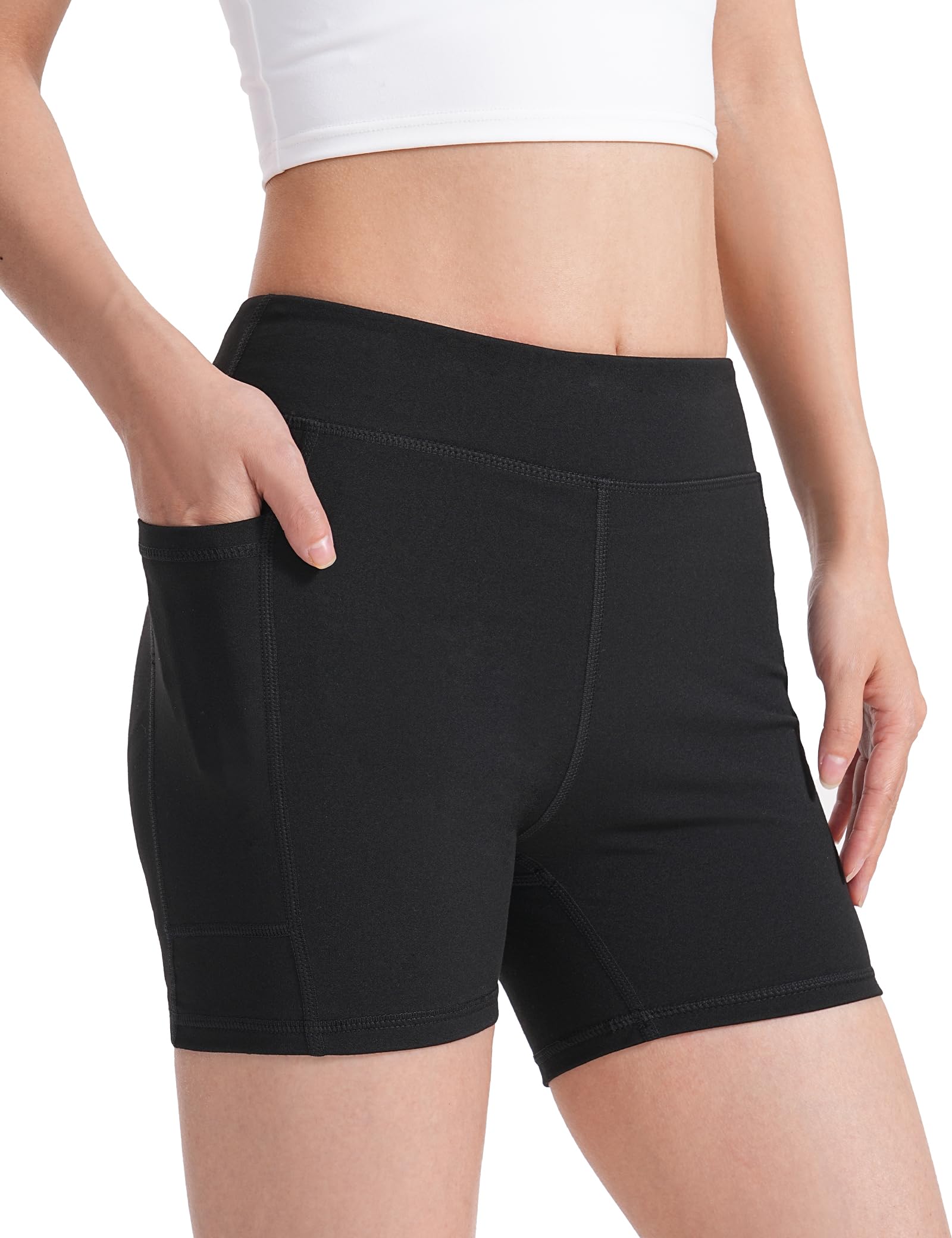 KEREDA Kurze Sporthose Mädchen Turnhose Kinder Radlerhose Teenager Sport Shorts Hosen Leggings mit Tasche,7-14 Jahre