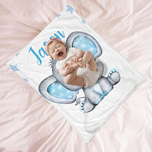 Miniatura 3 de Manta de bebé personalizada con nombre, mantas de bebé de elefante personalizadas para niñas, regalos de bebé, productos para bebés, mantas súper