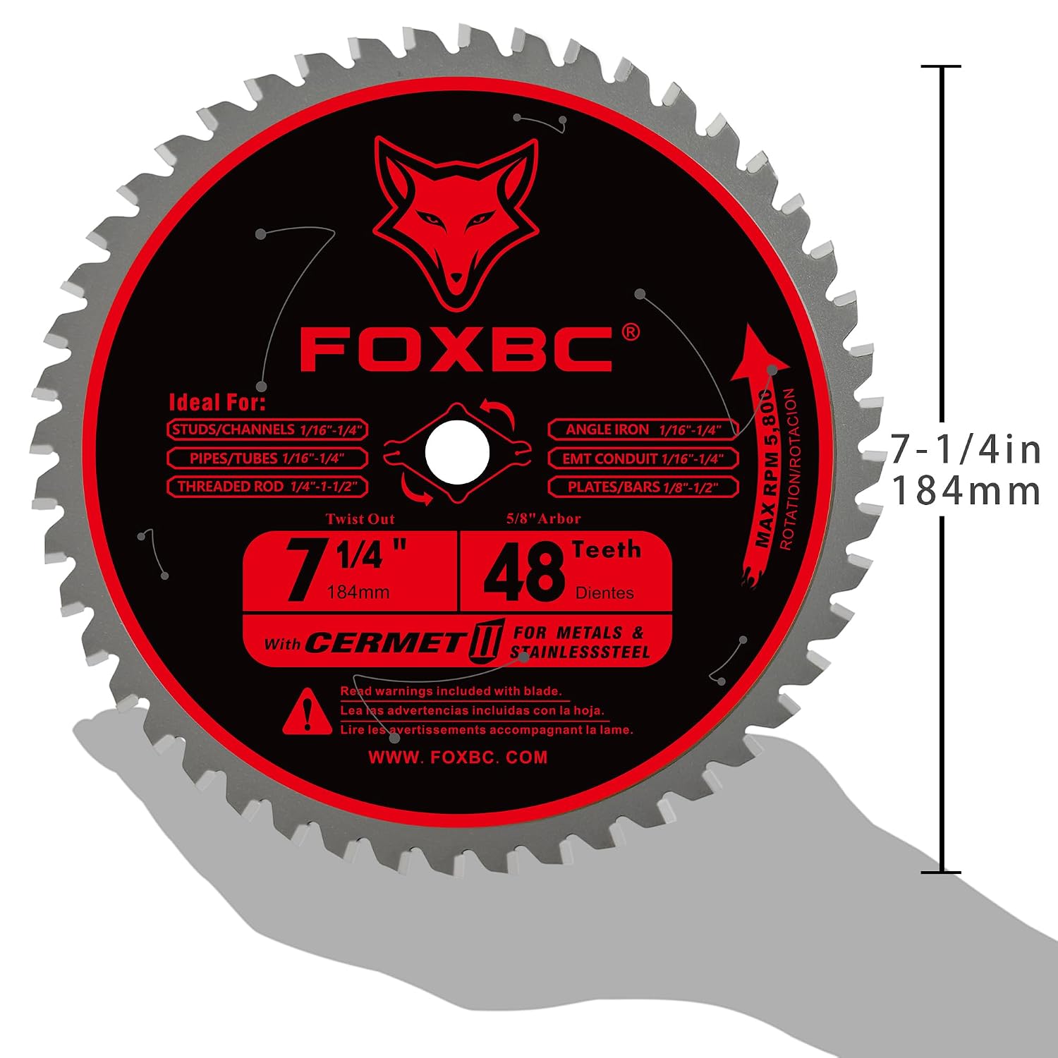 FOXBC 7-1/4 inch Circular Saw Blade Metal and Stainless Steel Cutting 48 photo 4