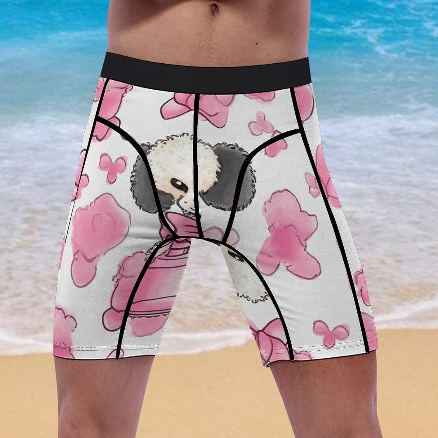 Cute Poodle Compression Shorts Men Spandex Sport Shorts Workout Performance Baselayer Underwear