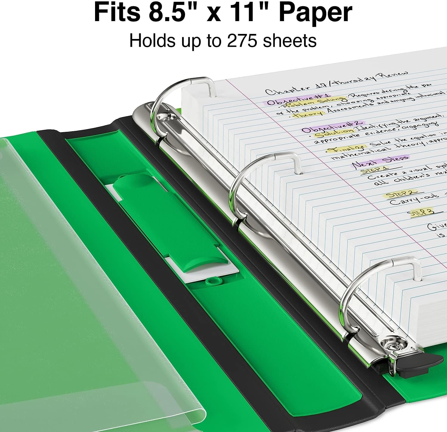 Staples Better Binder, 1" D‑Ring Heavy‑Duty 3‑Ring Binder, Green, Reinforced Spine, 275‑Sheet Capacity, Durable for School, Office & Reports, 3‑Pack