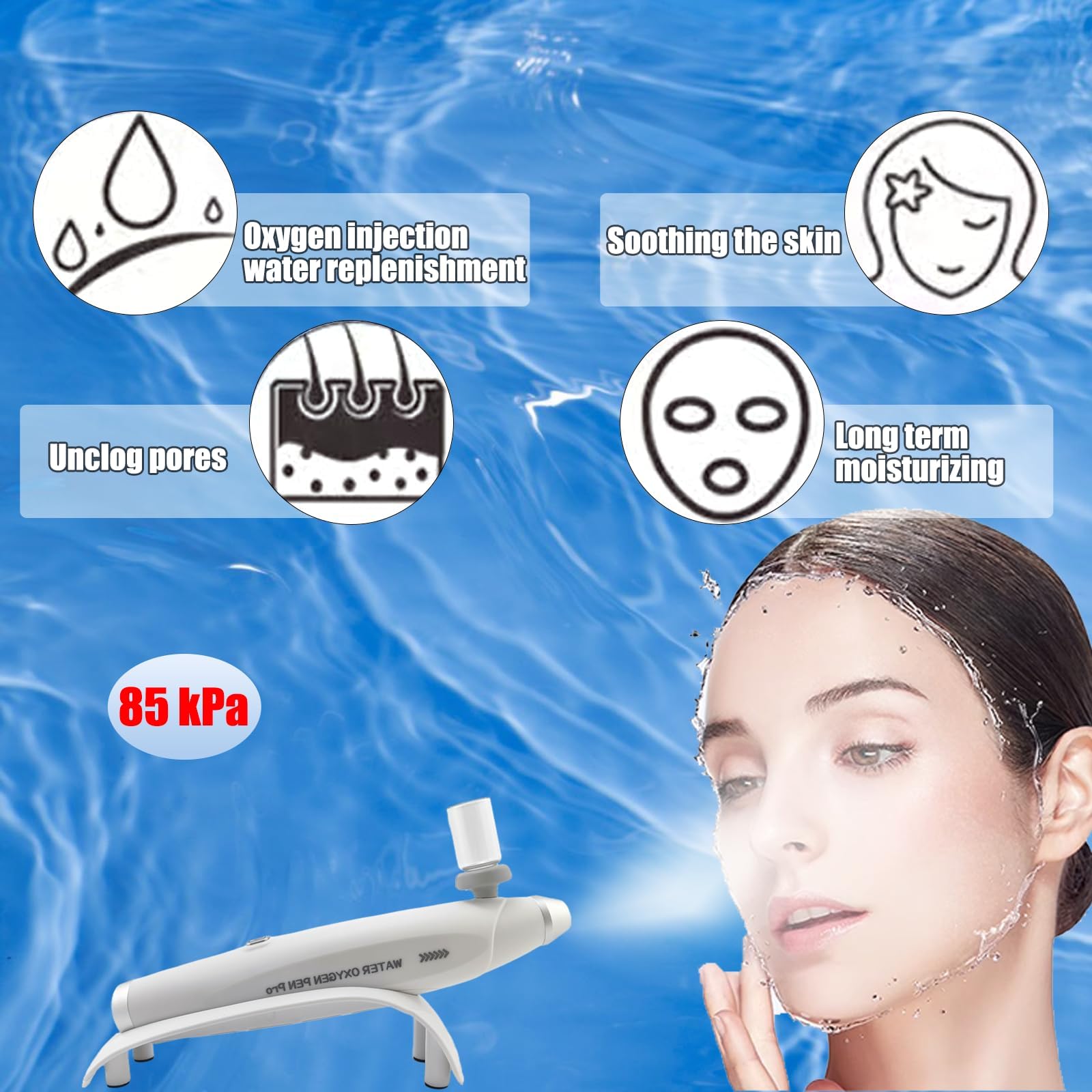 Elitzia Dispositivo per infusione di ossigeno professionale Soluzione Nutriente SPA Cura della Pelle Ossigeno Viso Anti Aging Salone di Bellezza Macchina ETP200B (Spray con Batteria al Litio)