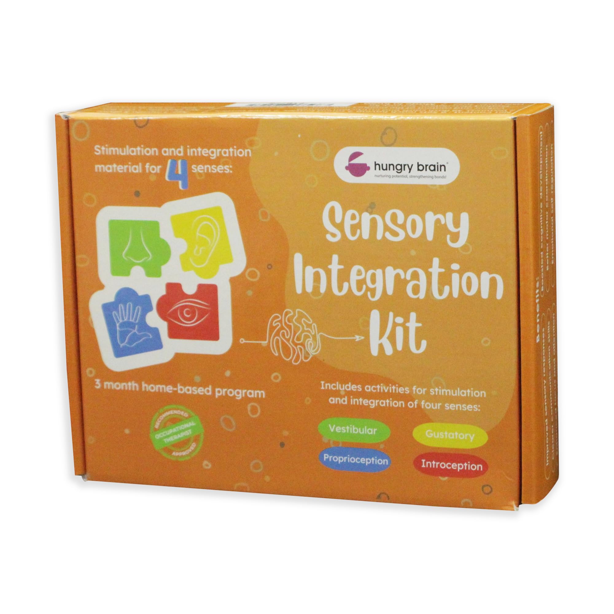 Hungry Brain (SIK) Sensory Integration Kit for Babies Above 3 Months | 48 Flash Cards | Visual, Olfactory, Auditory, Tactile Stimulation | Newborn Learning Kit