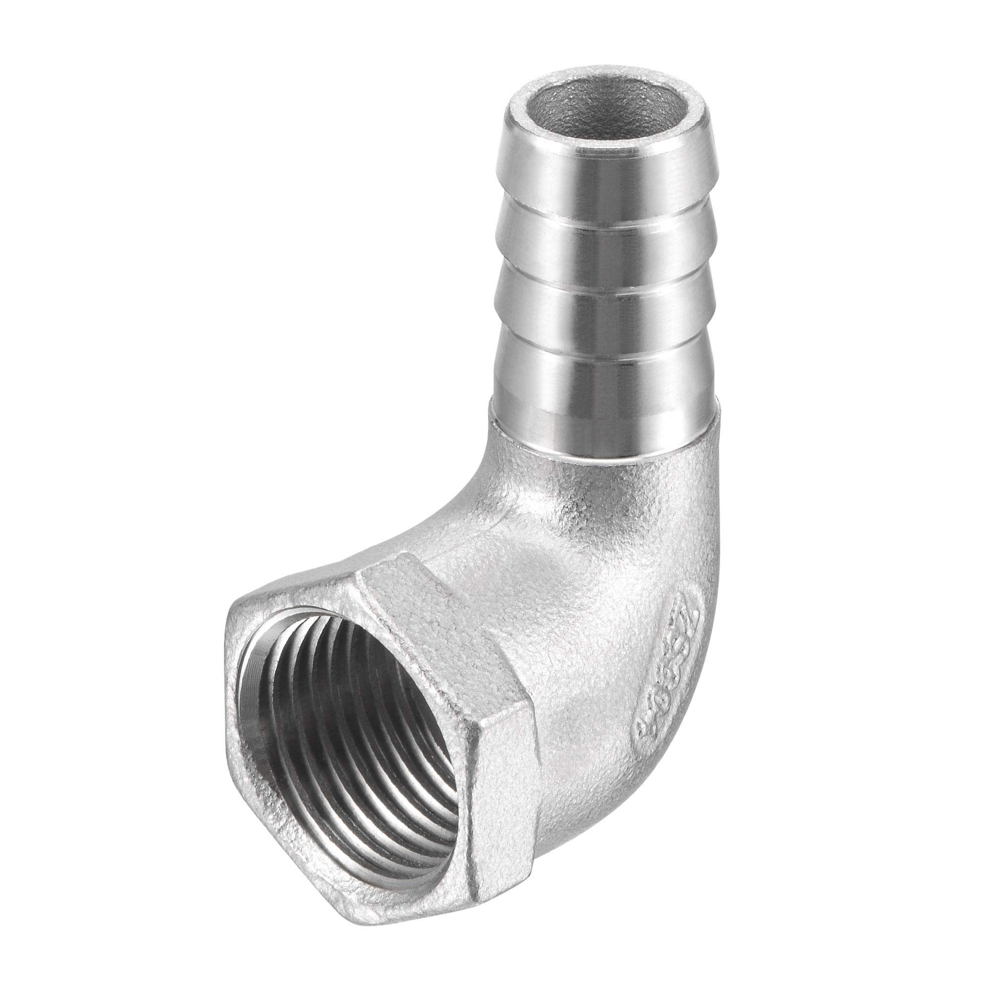 Raccord coude cannelé inox 304 durable de 15 mm x 1/2 po NPT pour circuits hydrauliques