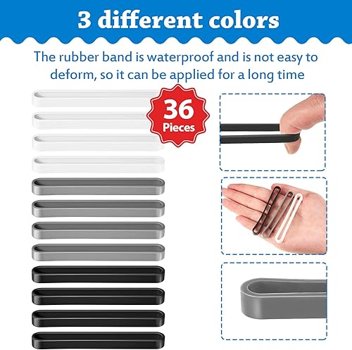 Miniatura 3 de Shappy 36 bandas de goma de silicona de 3 pulgadas, bandas elásticas de goma de colores surtidos para cartera, tarjeta, muñeca, cajas de cocina,