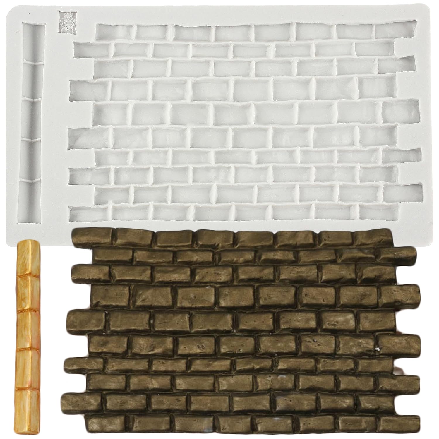 MINFEIDMS Castle Brick Wall Texture Fondant Moulds Brick Wall Texture Silicone Impression Mat for Cake Decorating Cupcake Topper Candy Polymer Clay Chocolate Gum Paste