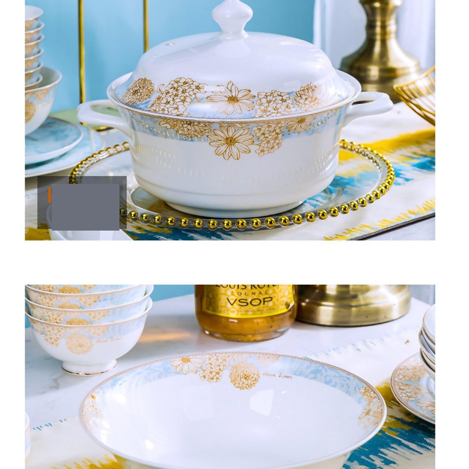 陶器の食器セット 2個 花柄