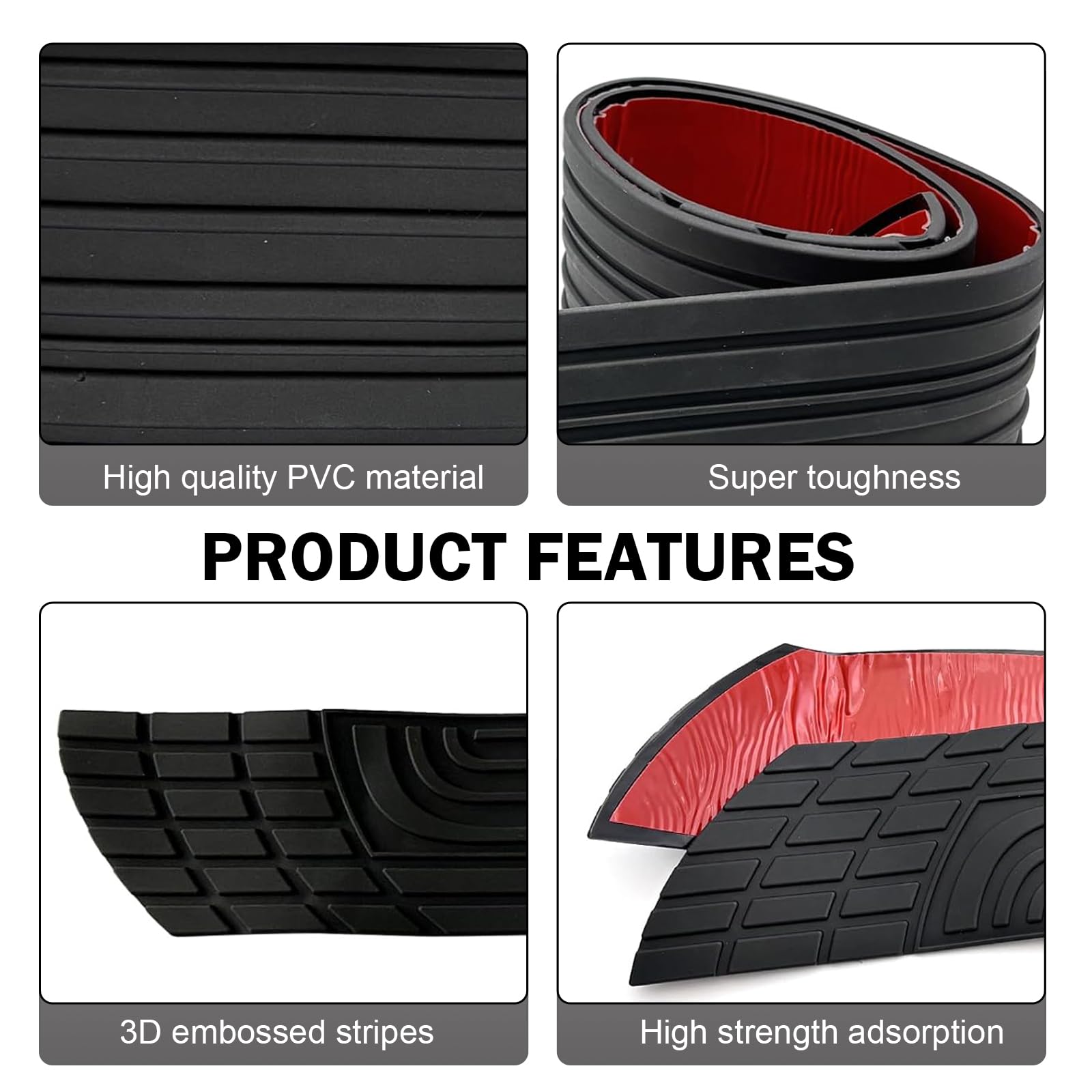 Rear Bumper Protector, 41 x 3.4 inches Universal Automotive Exterior Accessories, PVC Rubber Plastic Anti-Scratch Protection Sticker (Black)