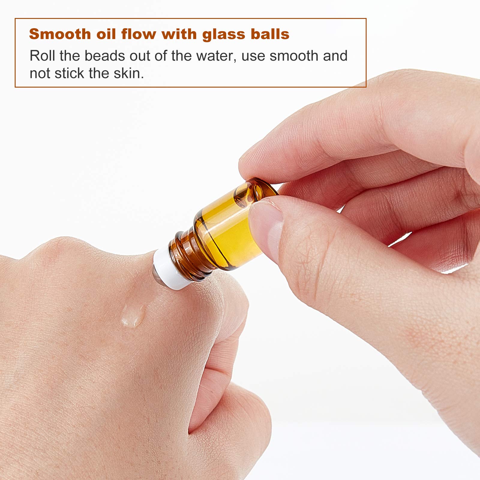 BENECREAT 30 Pack 2ml Flacone con Rullo in Vetro Ambrato con Tappo Nero con 4PCS tramogge, 1PCS Apriscatole, 10PCS 3ml Contagocce 1 Foglio Adesivo per Profumo per Aromaterapia