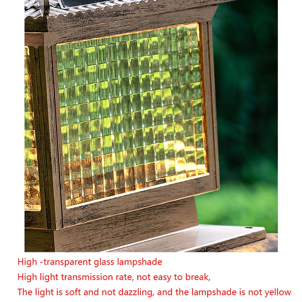 Solarna lampa kolumnowa z podstawą E26, wodoodporne szkło aluminiowe, styl retro, do willi, ogrodu, bramy balkonowej
