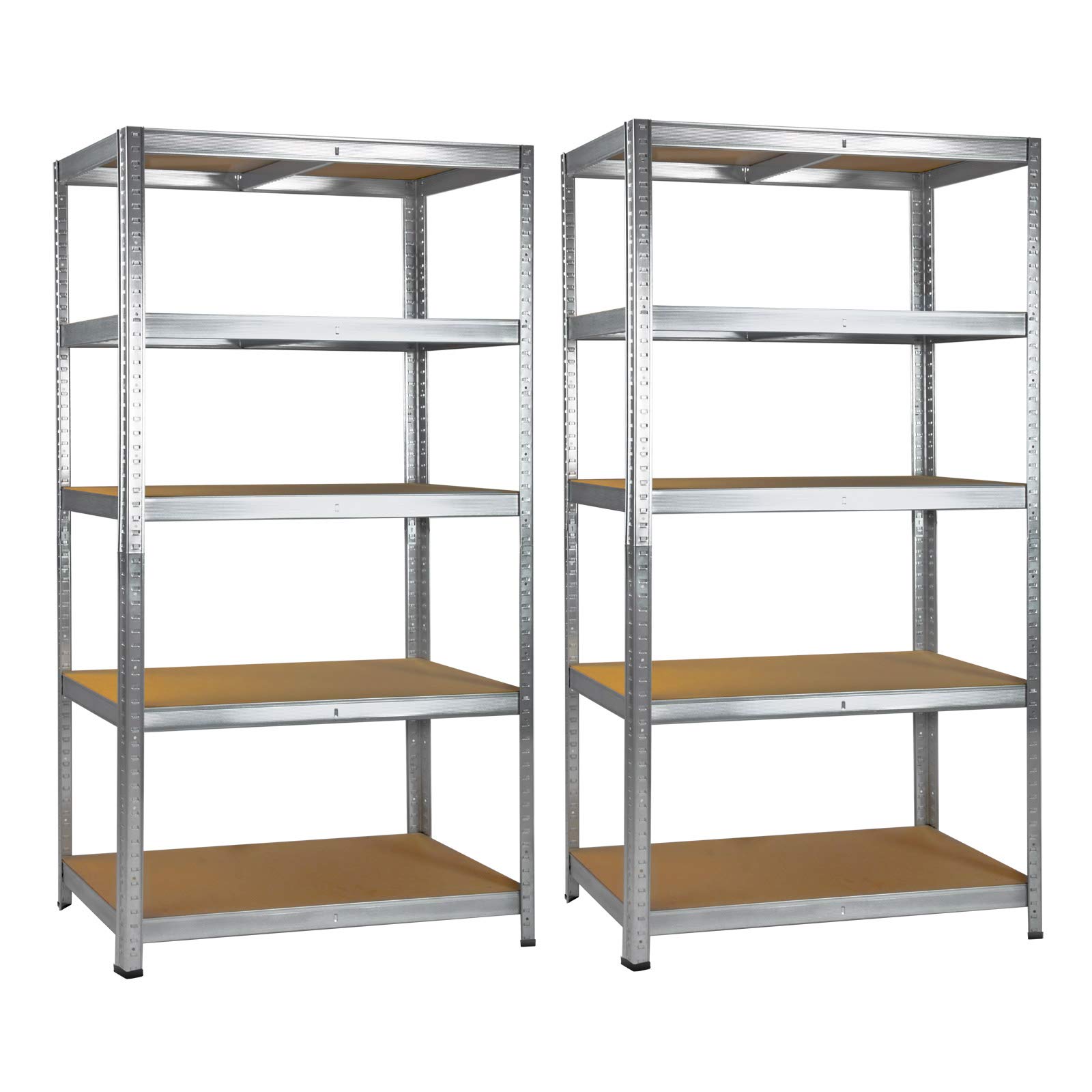 DEMA 2 x Schwerlastregal Steckregal Metallregal Kellerregal Werkstattregal mit 5 MDF Böden 40x90x180 cm je 875 kg