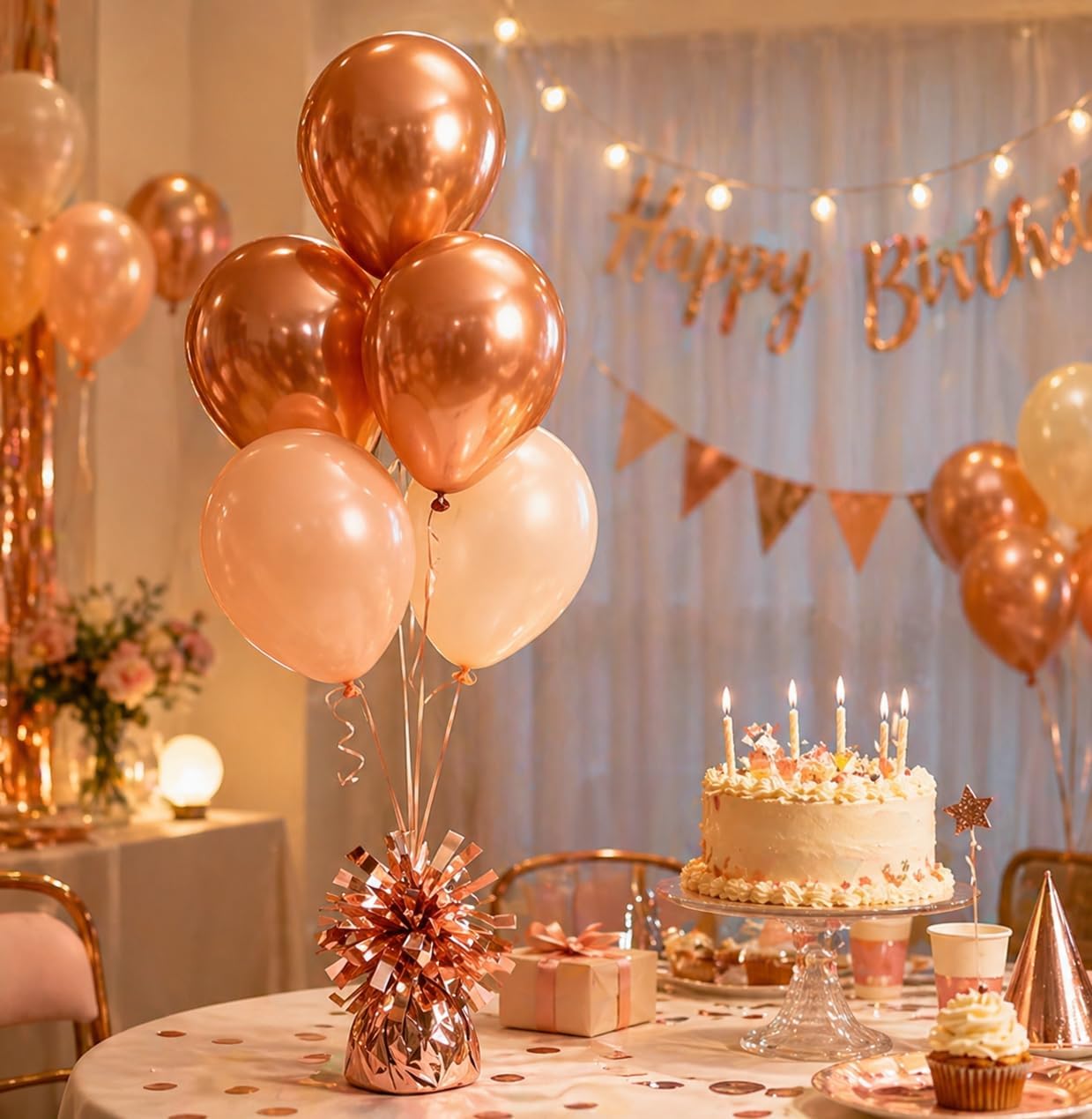 balloon weights are perfect for parties, birthdays, weddings. Each pack includes 6PCS durable weights that easily decorate balloons and elevate any celebration. (Champagne Gold 6pcs) thumbnail