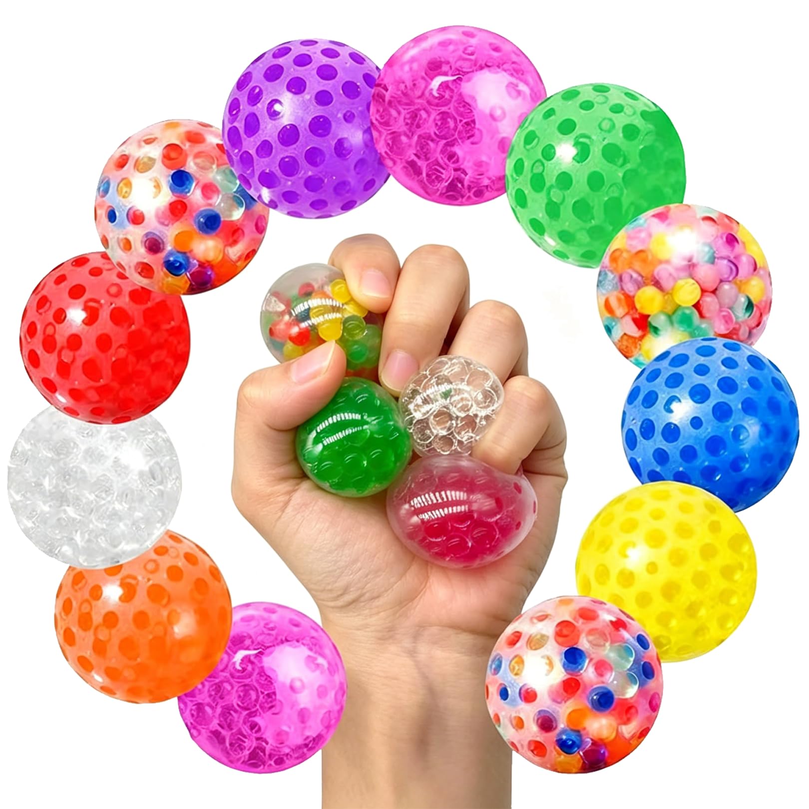 12 Pcs Stress Balls for Adults,Colorful Fidget Toys Squishy Ball for Kids