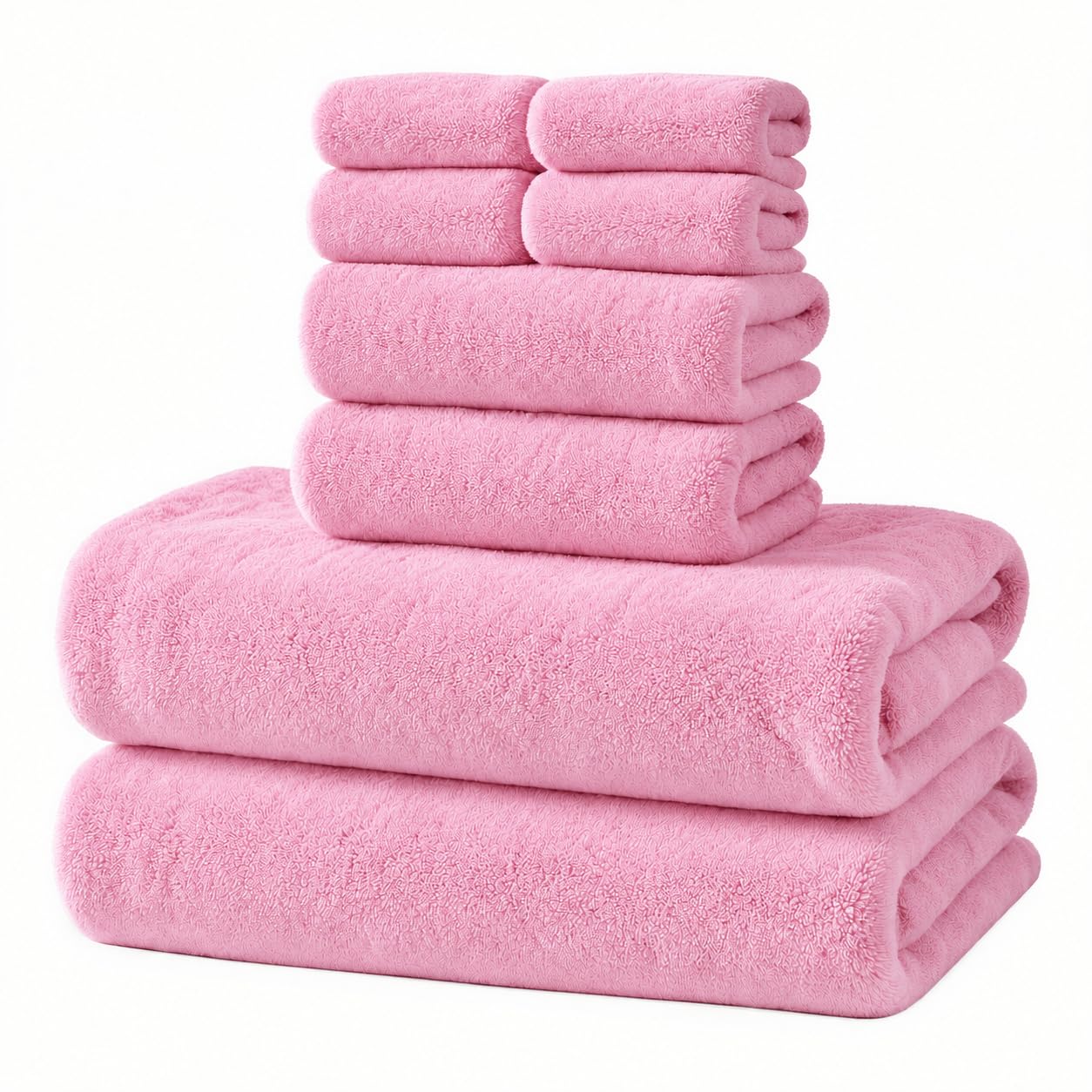 Vadmmkk 8 Piece Coral Velvet Towel Set, Soft Quick Dry Microfiber Towels with 2 Bath Towels, 2 Hand Towels and 4 Washcloths for Bathroom, Gym, Sports, Yoga and Travel (Pink, 8-Piece Towel Set)