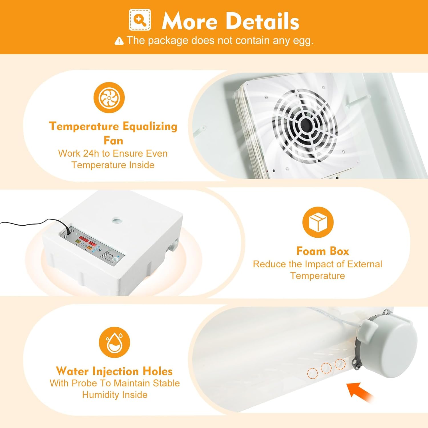 64-Egg Single-Layer Incubators, Poultry Incubators, Automatic Egg Rotation 360° Heat & Adjustable Egg Distance, Automatic Temperature Control System, for Hatching Chicks Quail Goose Pigeon Duck