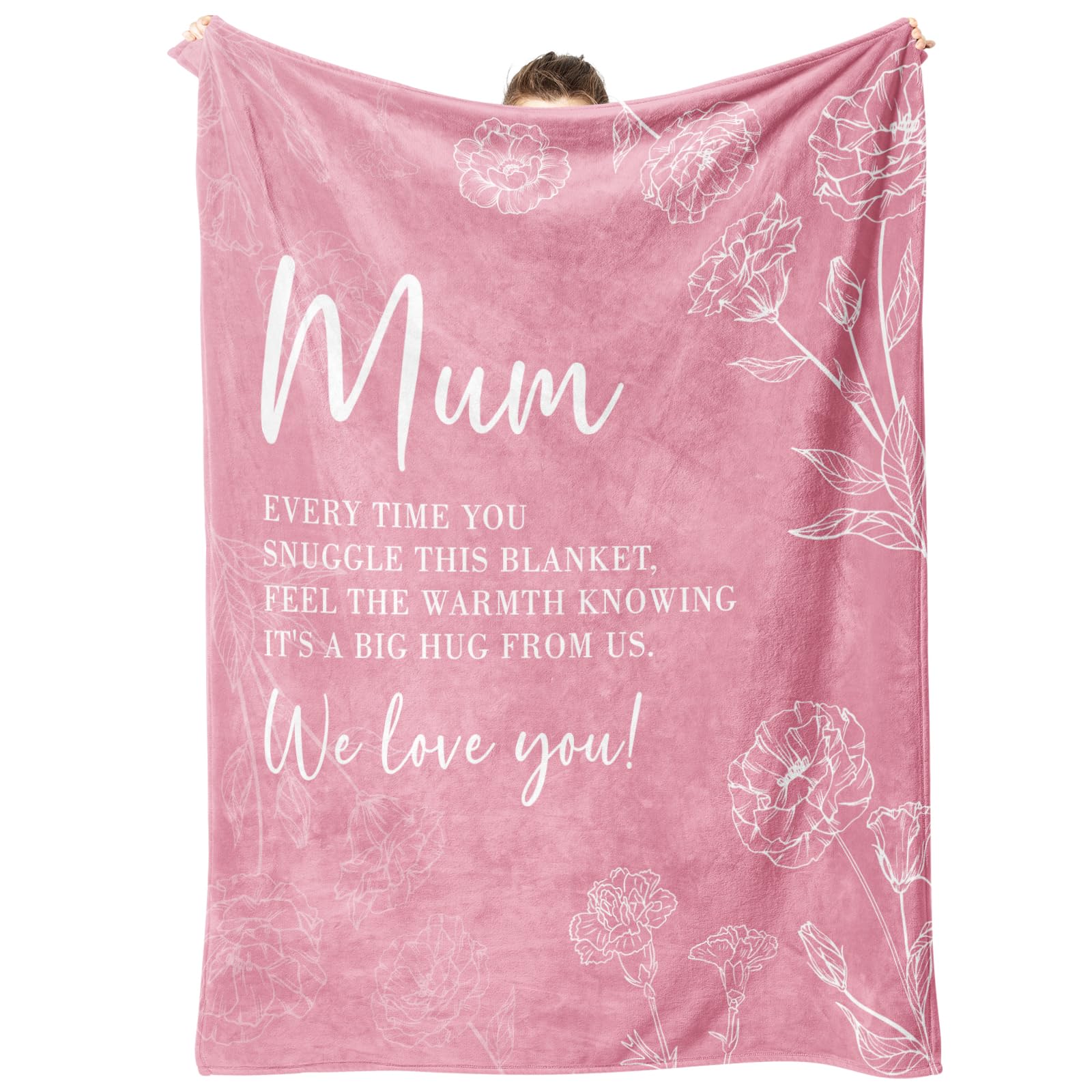 Niyewsor Gifts for Mum Blanket, Mum Birthday Gifts from Daughter Son, Birthday for Mother Mums Mummy 60" x 50", Pink — image 1