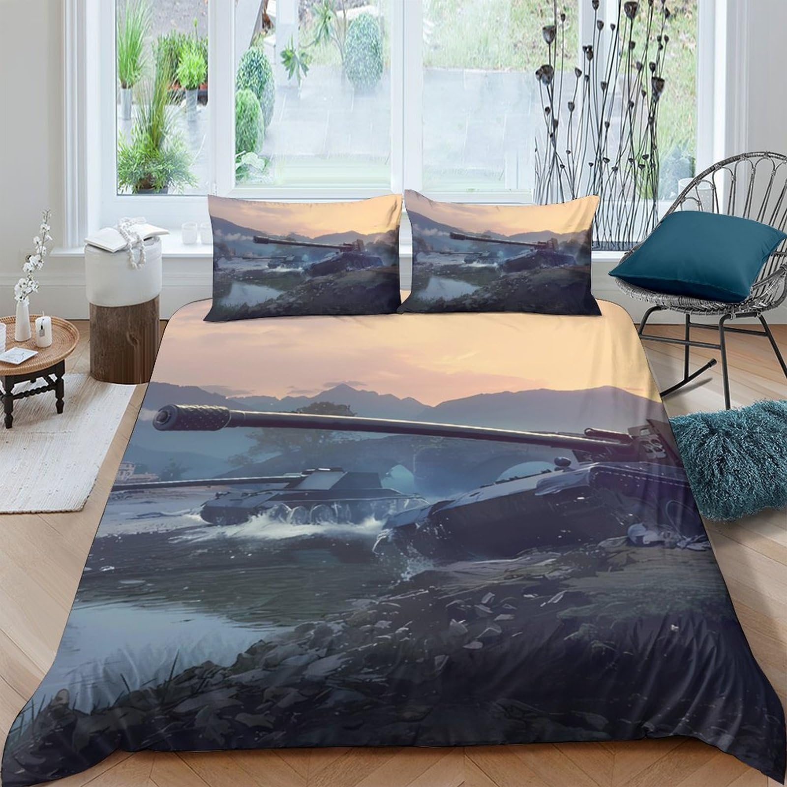 Ctjqhvkz Style-2 3D Printed Mountain Lake Fitted Sheet Microfiber Soft Water Sunset Mattress Cover For Bedroom Dorm Mattress Protection Decor Single（135X200cm）