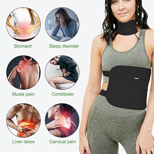 Miniatura 2 de HENGI Paquete de aceite de ricino, kit de paquetes orgánicos reutilizables para cintura y cuello tiroideo, desintoxicación hepática, sueño cómodo