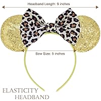 Vista 78 de Diadema con orejas de ratón de Minnie de leopardo, decoración de fiesta, diadema de orejas de ratón para disfraz de Halloween, accesorios para el 2