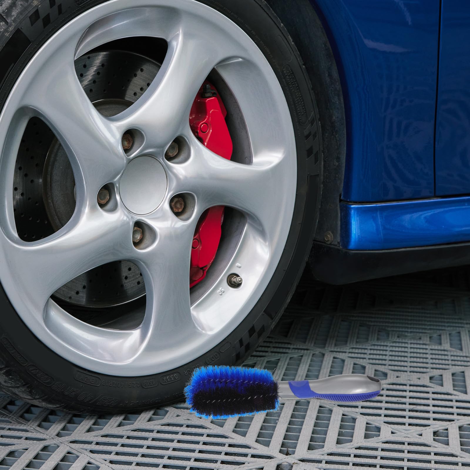 Healvian Lot de 2 brosses de Lavage pour pneus de véhicule - Brosse de Nettoyage pour Jantes et Roues - Outil de Nettoyage pour Jantes et Roues