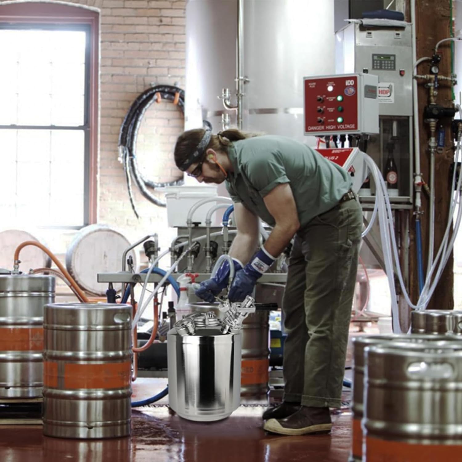 Barril de limpieza de cerveza de acero inoxidable de 10 l, 3 cabezales para grifos, incluye pinchos A, S, G, dispensador de cerveza y limpiador de tuberías de cerveza, depósito de limpieza