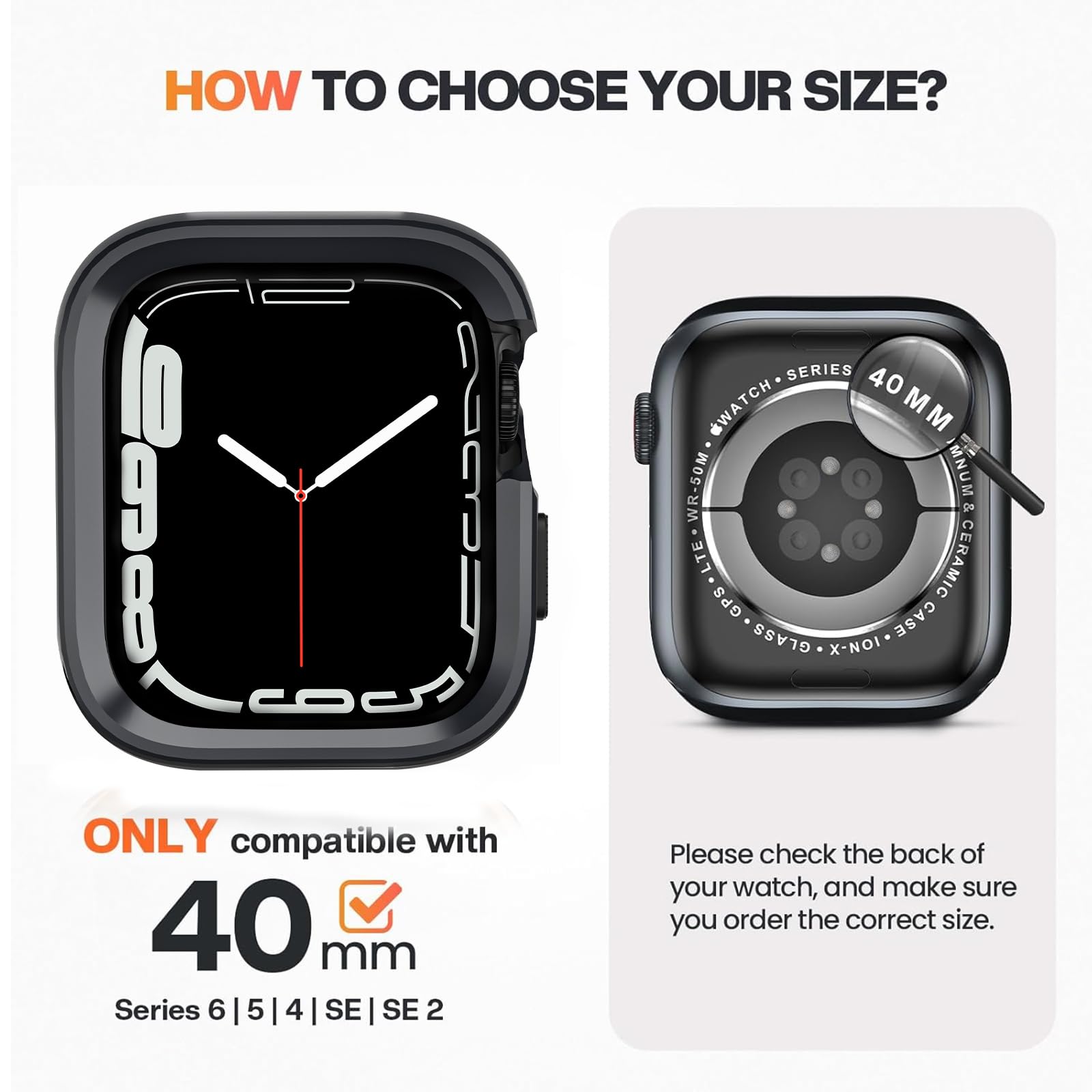 Kompatibel mit Apple Watch Hülle, 40 mm, Serie 6, SE, 5, 4, stoßfest, ultradünn, harte Polycarbonat-Stoßfängerhülle, Rundum-Rand, Schutzrahmen [keine Displayschutzfolie] für iWatch-Zubehör