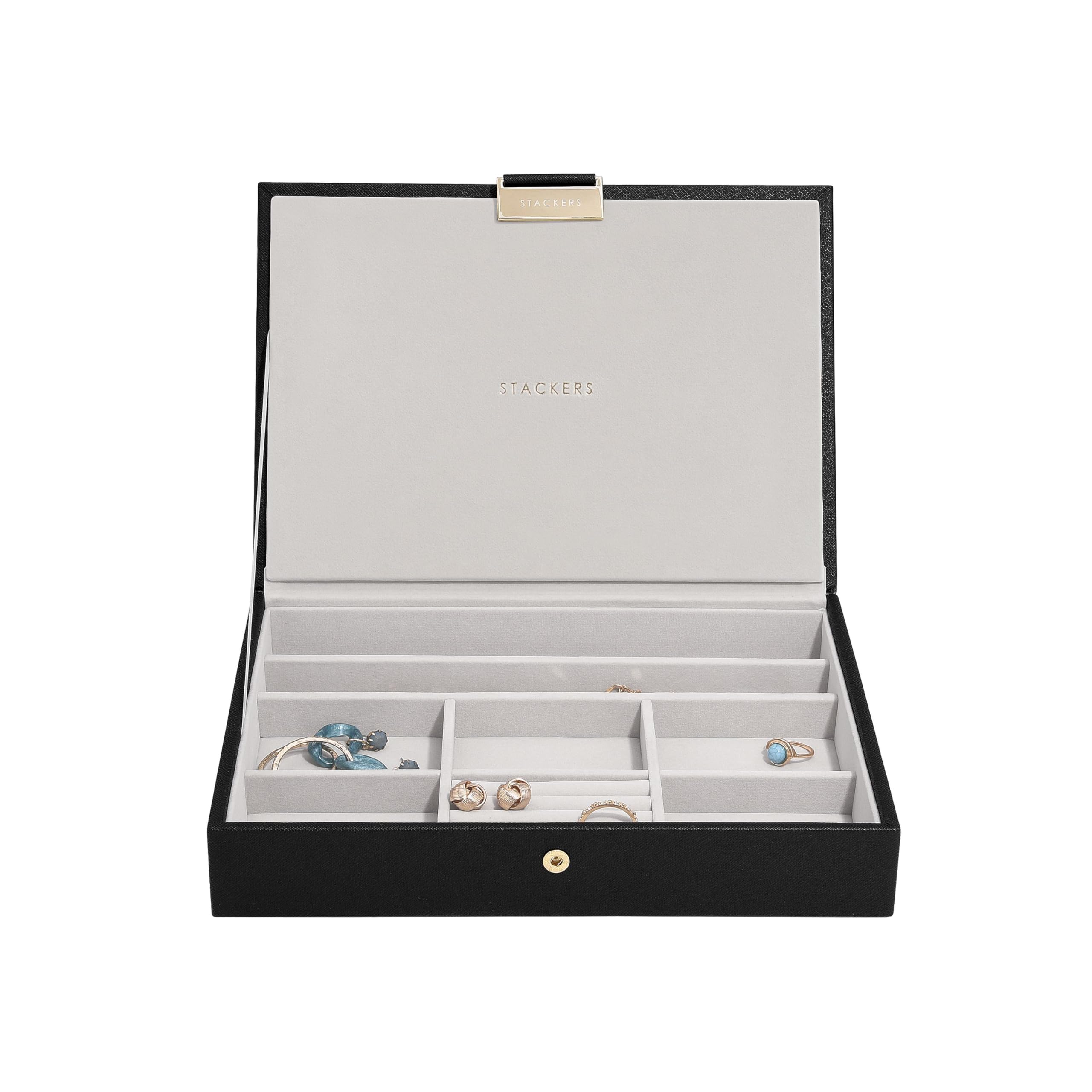 Stackers Black Raffia Classic Jewellery Box Lid