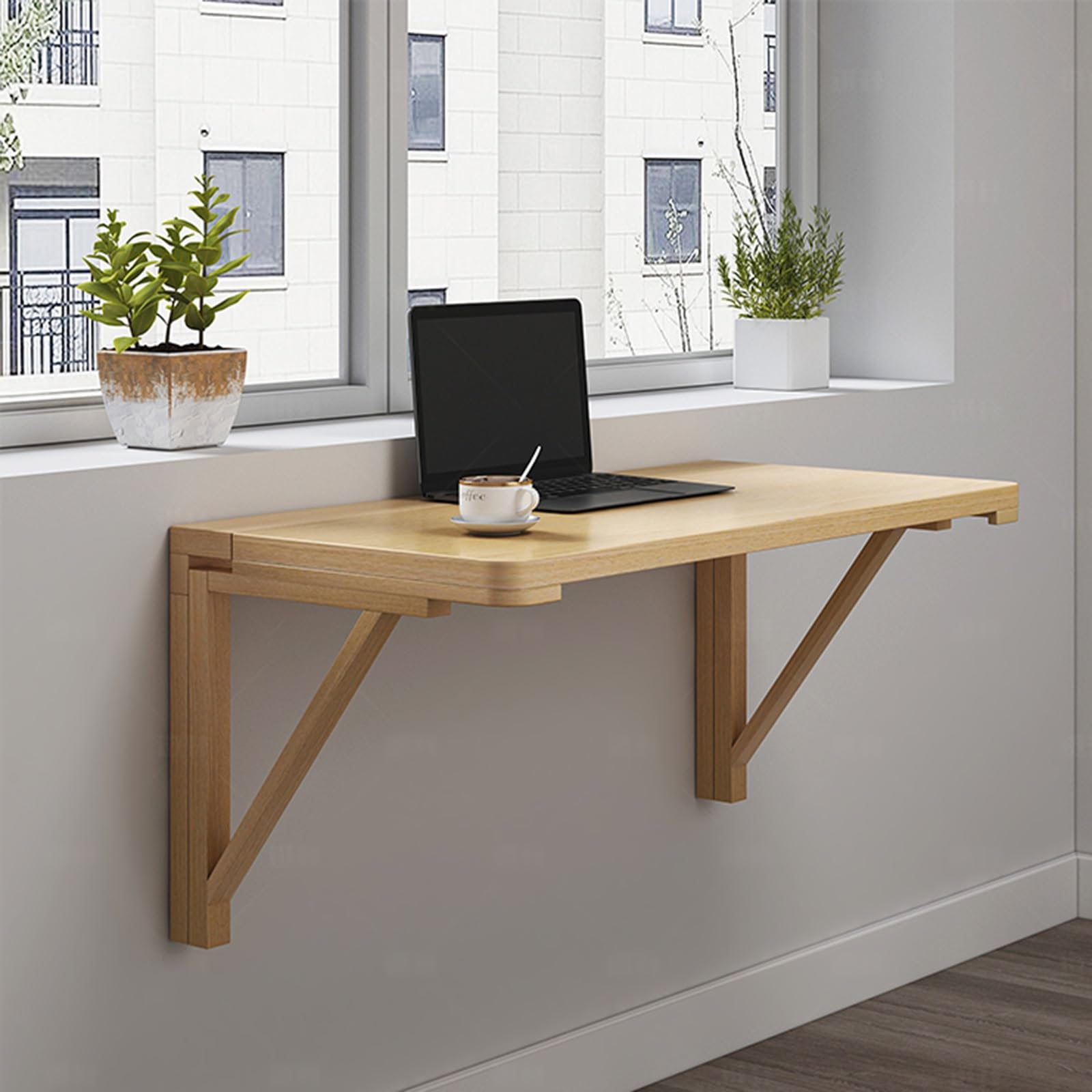 Bureau mural flottant pliable pour petit espace et cuisine