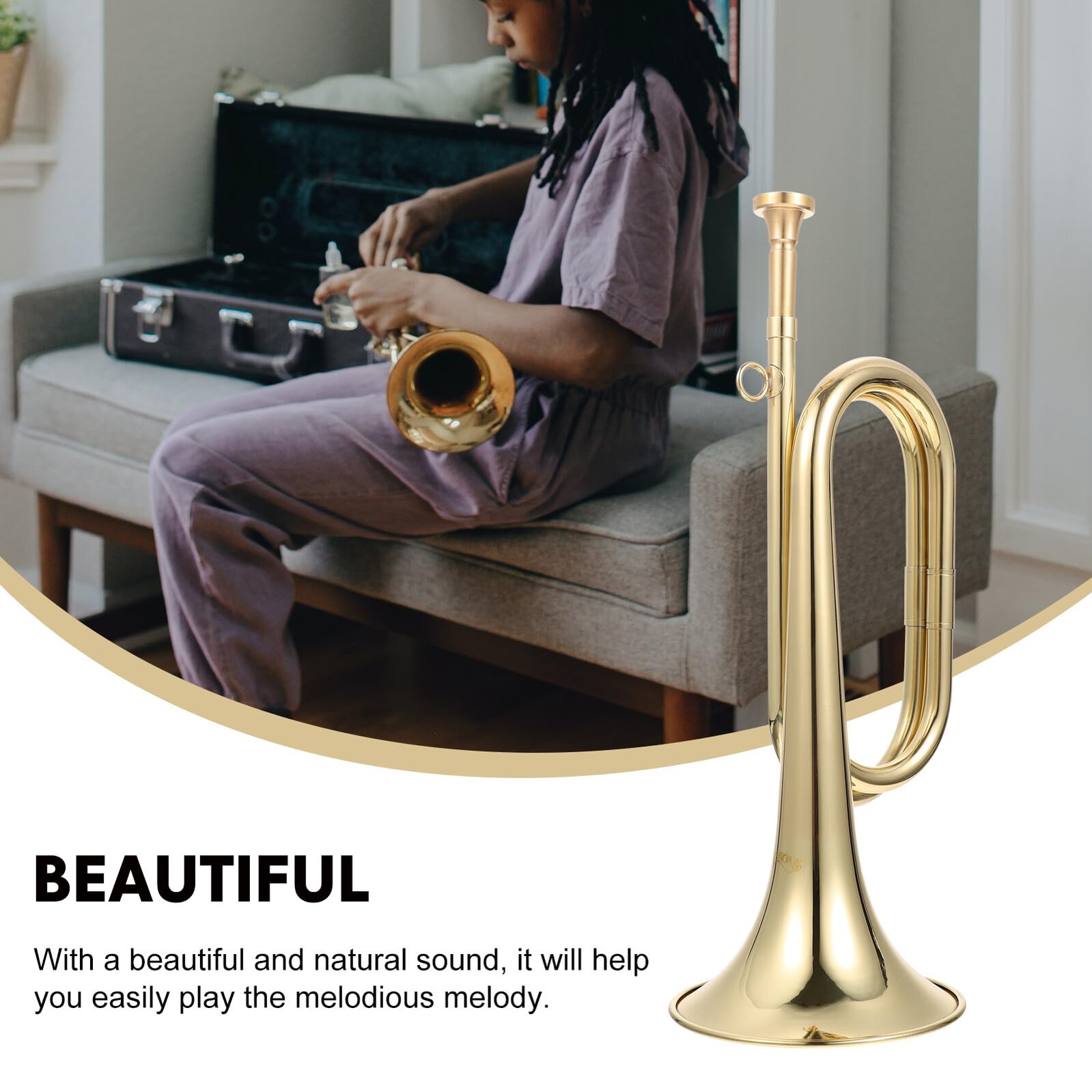 Tromba D'ottone Dorata Professionale per Banda Scolastica e Orchestra Militare, Strumento a Fiato Leggero e Facile da Suonare, Adatta a Principianti e Studenti Custodia Inclusa