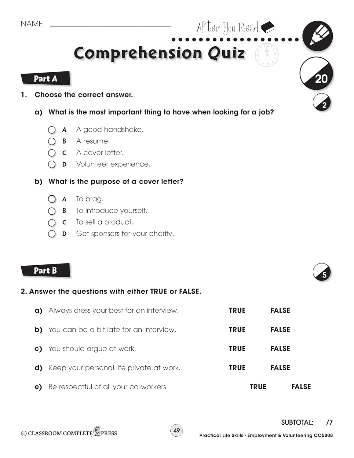 Practical Life Skills - Employment & Volunteering Gr. 9-12+ - Classroom Complete Press (Practical Life Skills Series) - Image 8