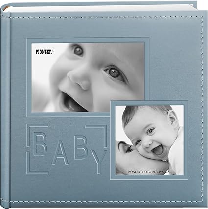 Pioneer Photo Albums DA-200COLB/B 200-Pocket Embossed Baby Leatherette Frame Cover Album for 4 by 6-Inch Prints, Blue