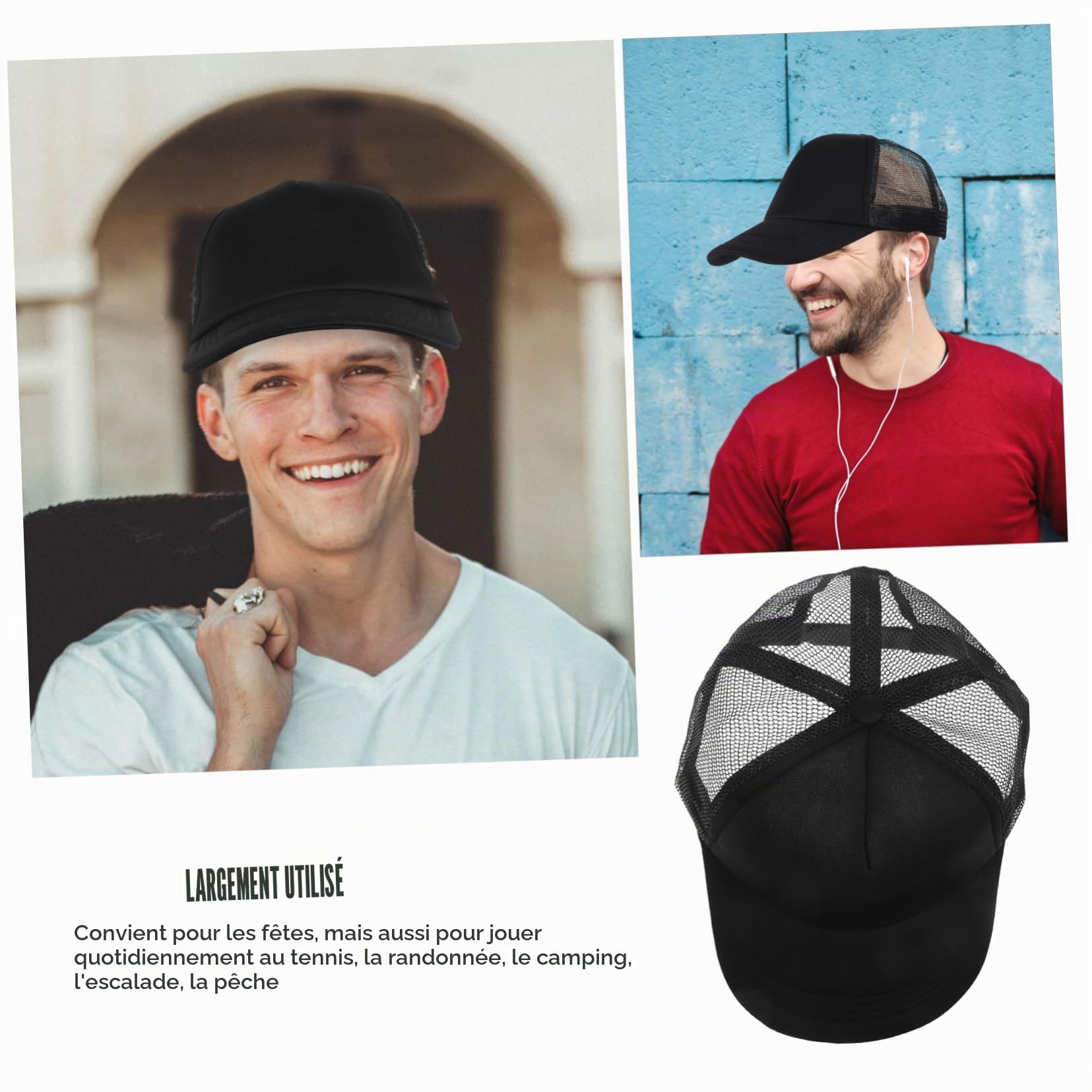 BESPORTBLE Casquette de Baseball Vierge en Filet, Lot de 10, Polyester