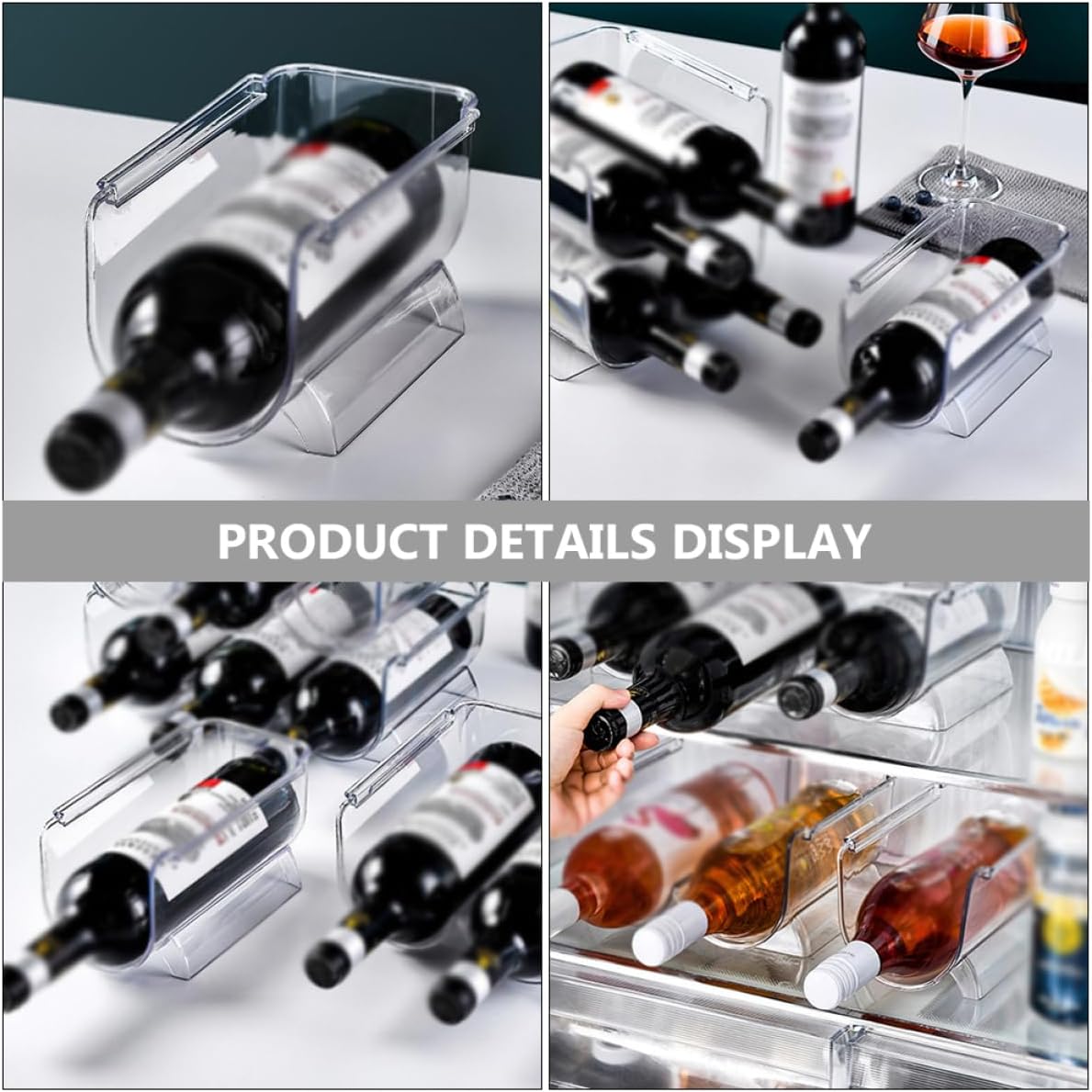 8pcs Stackable Acrylic Wine Bottle Rack Freestanding Floor Wine Rack for Home Decor