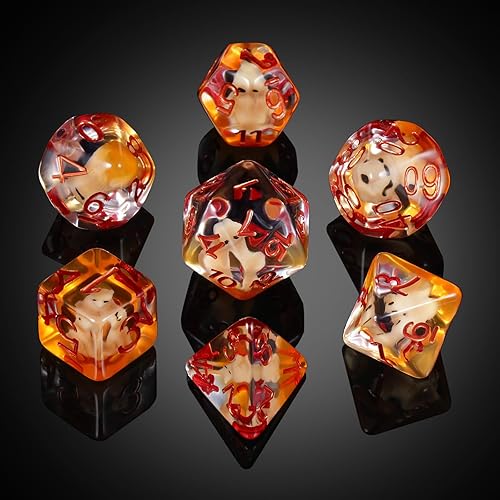 Miniatura 5 de DNDND - Dados de gato DND, 7 dados de resina D&D con bolsa de terciopelo para juegos de rol de Calabozos y Dragones y juegos de mesa (zorro)