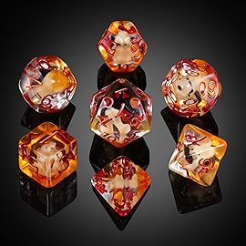 Cat Dice DND, DNDND 7PCS Resin D&D Dice with Velvet Bag for Dungeons and Dragons Role Playing Games and Tabletop Game (Fox)