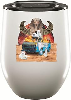 Cat Chaos Collage Egypt Monument Gift for Pet Lovers Unique Design 12oz Wine Tumbler Cup