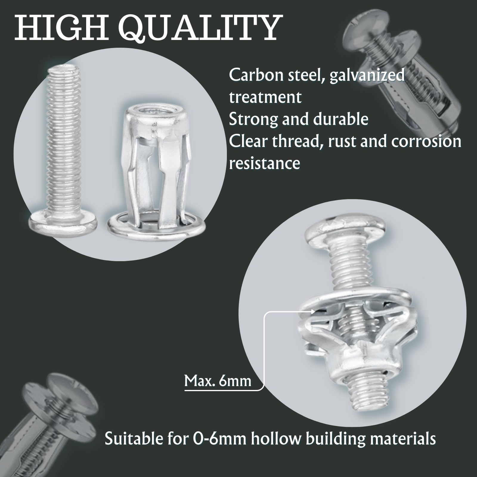 YIRGJERON 50 Set Expansion Screw Petal Nut, M4 M5 M6 M8 Jack Nuts