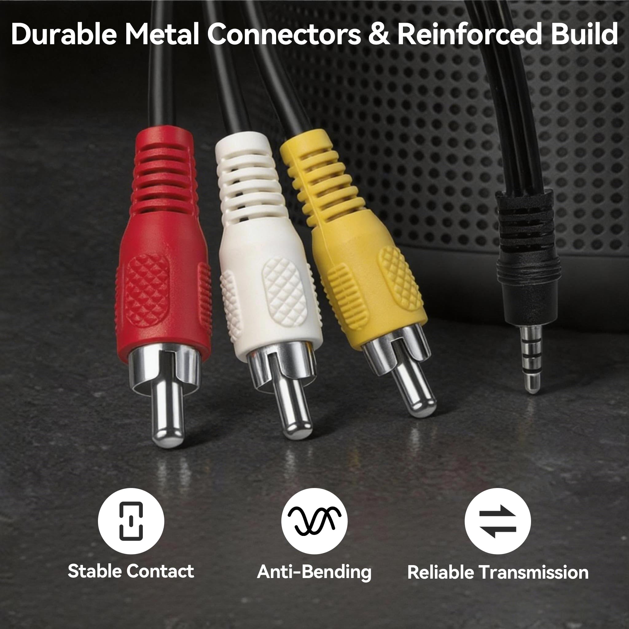 Cable de audio y vídeo RCA para videocámara, 3.3 pies, 3.5 mm, TRRS a RCA AV Cable de salida para Handycam, MPS, tabletas, cine en casa, reproductor de DVD, altavoces, TV
