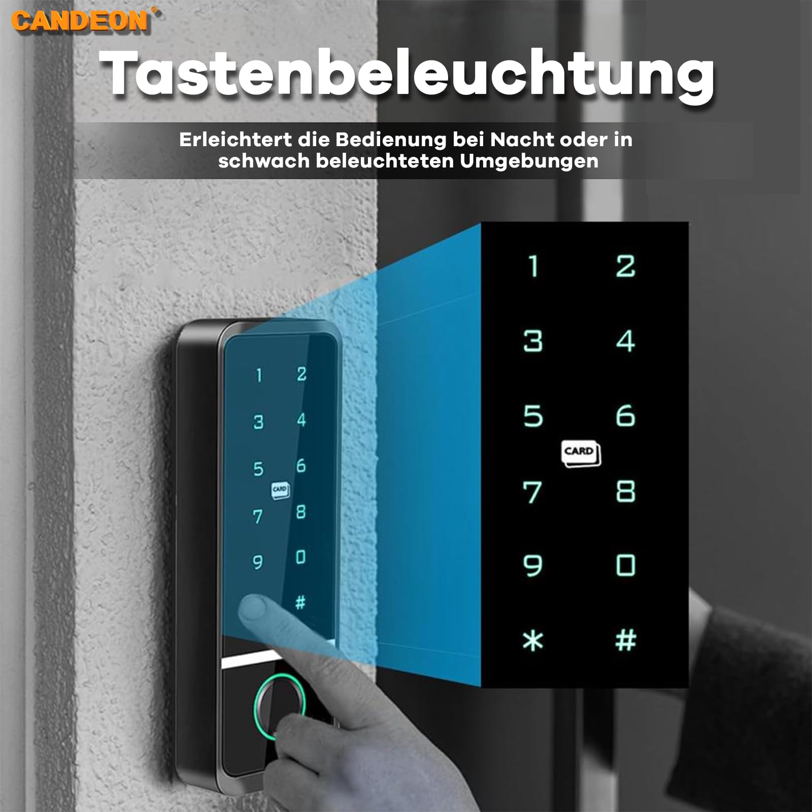 Elektronisches Smartes Türschloss, RFID/Tuya-App/WiFi Zugangskontrolle Tastatur Fingerprint Türöffner, Wasserdicht Touchscreen Codeschloss für Außen- und Innenbereich, 125 kHz /13,56 MHz
