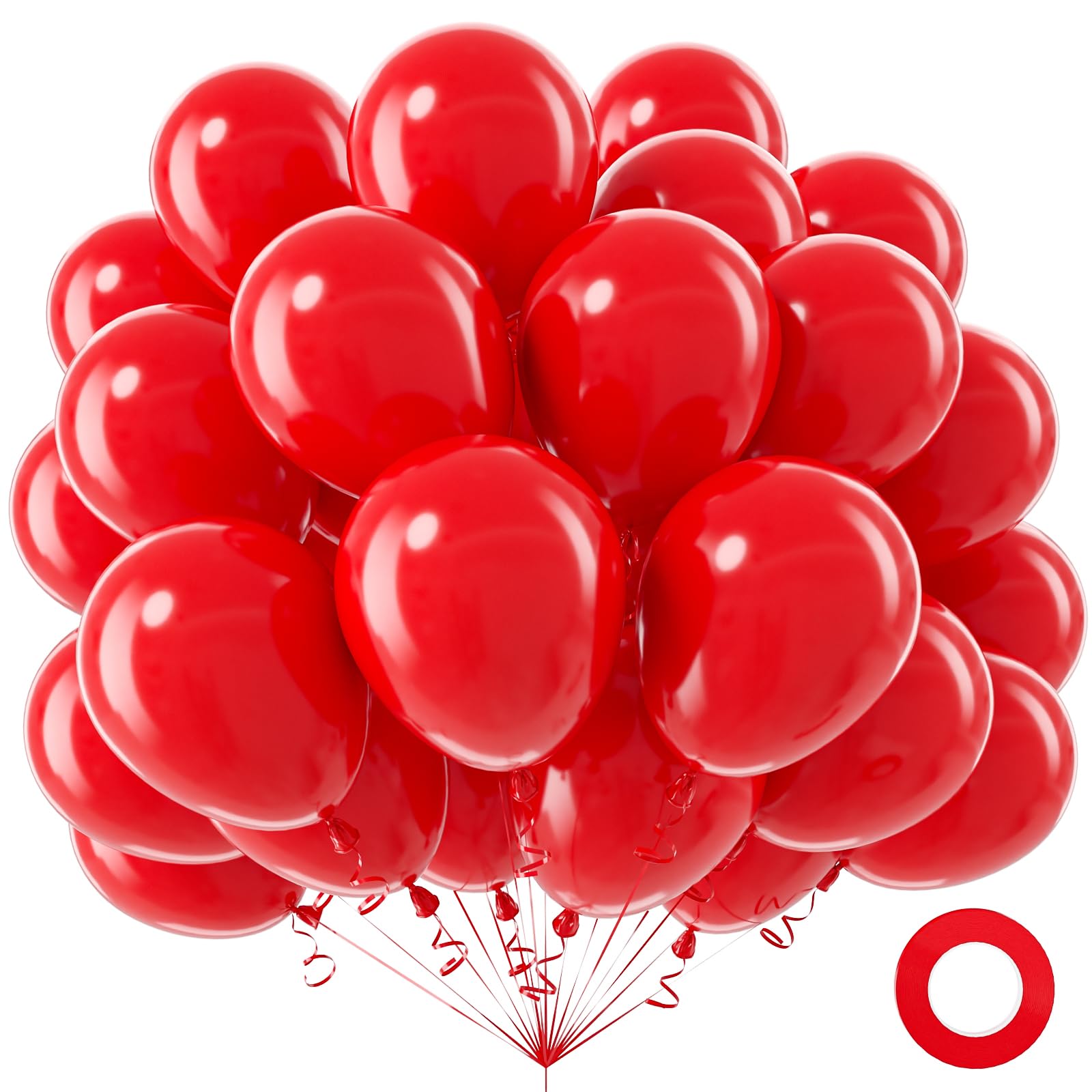 Red Balloons, 100Pcs 12 inch Bright Red Latex Balloons Round Helium Balloons for Valentine's Day Birthday Wedding Anniversary Graduation Party Backdrop Decorations