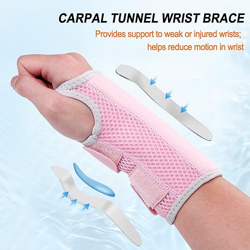 Miniatura 2 de Ztl Muñequera para túnel carpiano para hombres y mujeres, alivio del dolor, soporte nocturno mejorado y transpirable con correas ajustables, soporte