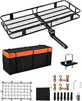 VEVOR 60x24x6 Folding Hitch Cargo Carrier - 500 lbs Capacity Basket with Waterproof Bag, Fits 2" Receivers for Trucks SUVs