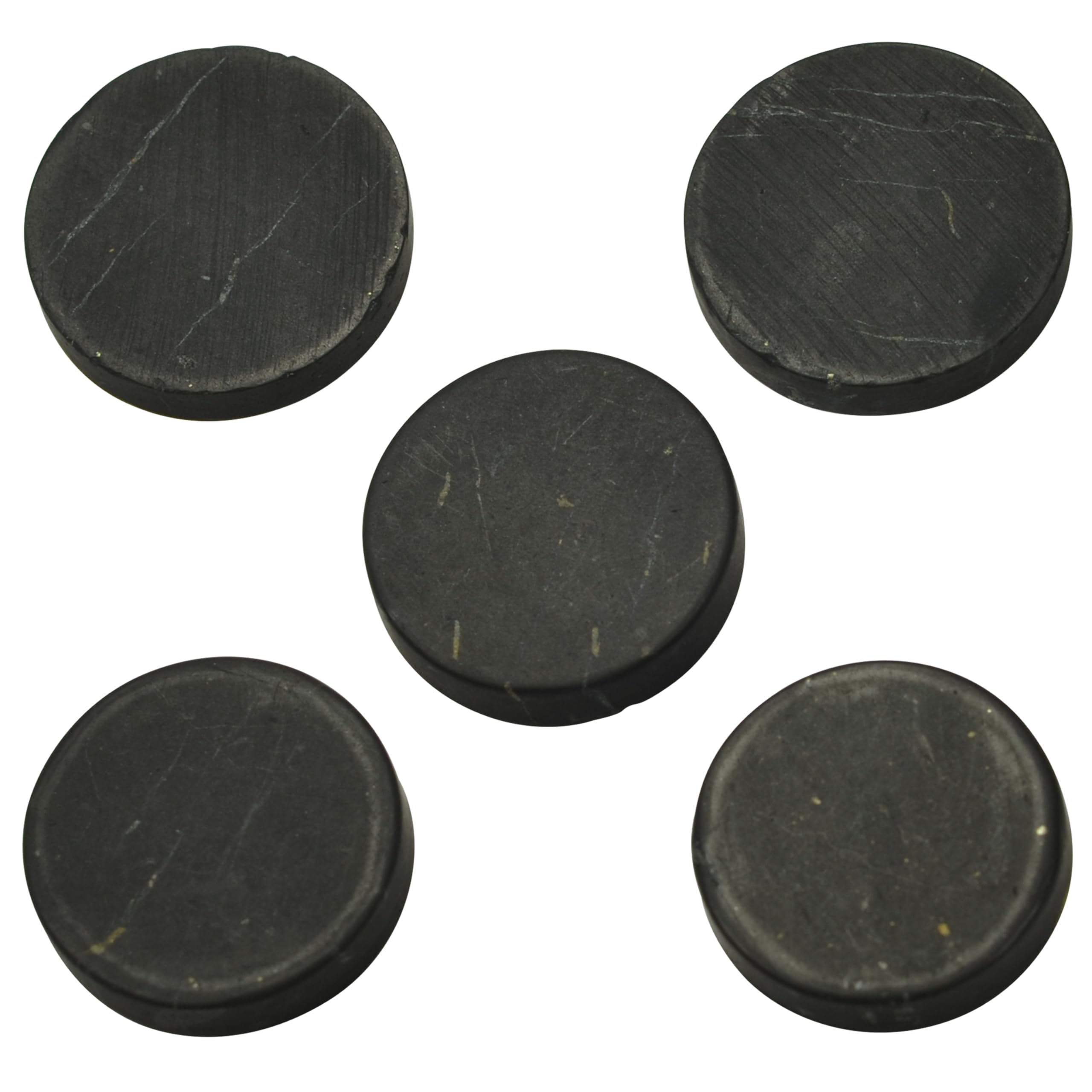 Shungite World 5 pcs Authentic Shungite Stickers Unpolished 40 mm / 1.57" Genuine Healing Energy Stone Protection Plate for Cell Phone Case Tablet