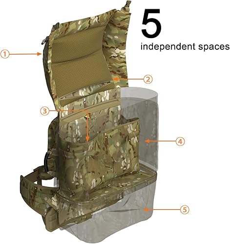 Miniatura 3 de MT MIlitary FILBE Mochila principal del ejército táctico de asalto con sistema de marco de curva externa Multicam