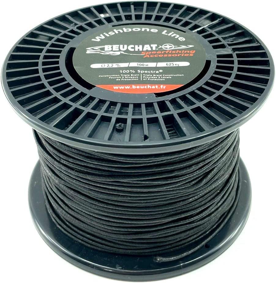 SPEARFISHING WORLD 2.2 mm Triple Jacket Spectra Line for Speargun Band Wishbone or Shooting Line - Super High Abrasion Resistant - 1540# (700 kg) Strength (Black, 10 Ft)